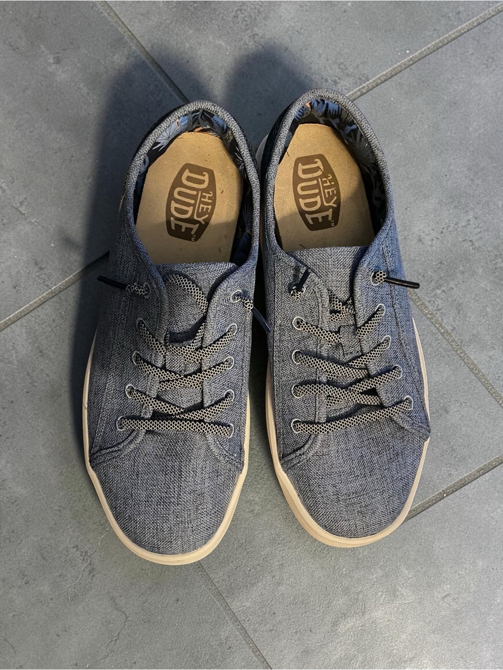 Hey Dude Women’s Cody Craft Linen Blue Sneakers Size 9 NEW